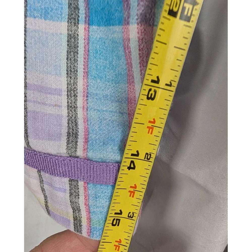 Dreams & Co Womens Pastel Plaid Cotton Pajama Set 2PC Purple Blue Pink Large